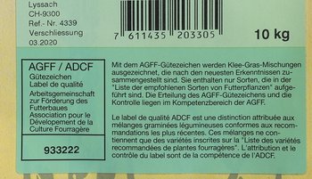 Klebetikette (grün) für dreijährige Mischungen, Version UFA Samen | © AGFF