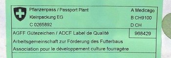 Klebetikette (grün) für dreijährige L-Mischungen, Version Samen Steffen AG | © AGFF
