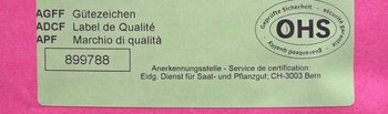 Étiquette adhésive (sur emballage rouge) pour mélanges de 2 ans, de OHS Otto Hauenstein Semences | © AGFF
